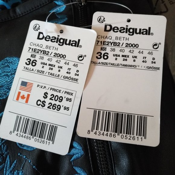 Desigual Blouson Beth Noir Women's Jacket Sz 36 - Picture 4 of 5